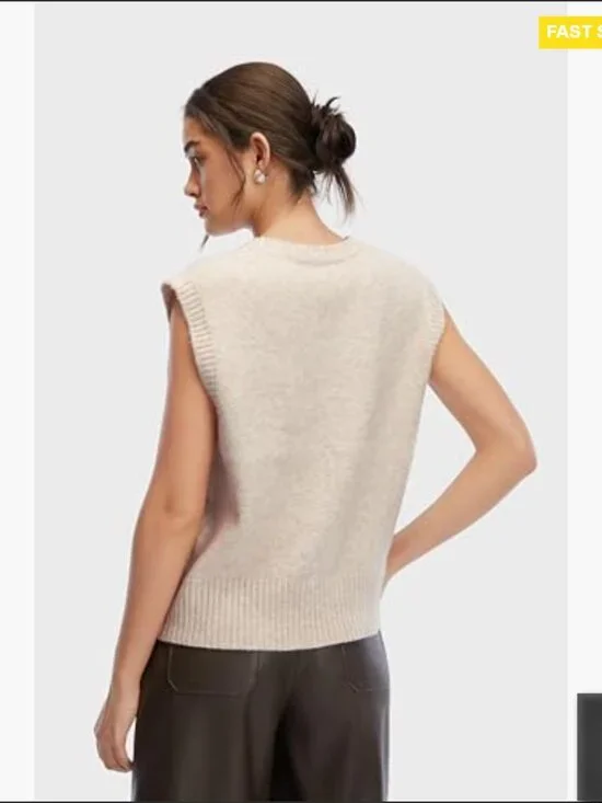 Cropped Sweater Vest Y2K Oversized Loose Fit Knit Sleeveless Top Casual - Picture 5 of 7